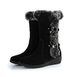 Black Wedge Fur Boots