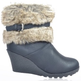 Cheap Wedge Snow Boots with Fur