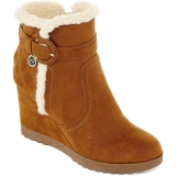 Faux Fur Wedge Ankle Boots Women