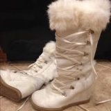 Lace Up Wedge Boots With Fur