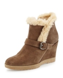 Suede Wedge Boots With Fur