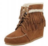 Wedge Boots with Fur for Women