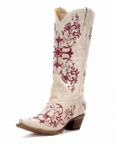 Cowgirl Boots with White Embroidery