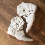 White Distressed Cowgirl Boots