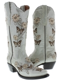 White Embroidered Cowgirl Boots