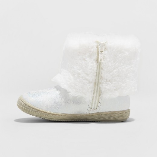 girls white fur boots