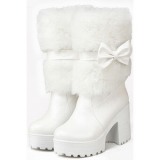 Faux Fur White Boots