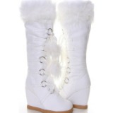White Fur Boots Pom Pom