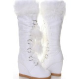 White Fur Boots Pom Pom