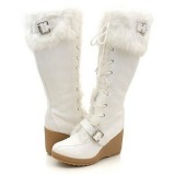 White Fur Tall Boots