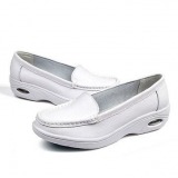 White Leather Nursing Platform Shoes