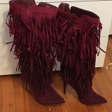 Extra Wide Calf Fringe Boots