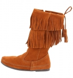 Wide Calf Fringe Boots