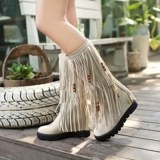 Wide Calf Fringed Boots