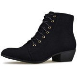 Lace Up Ankle Boots With Low Heel