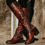 Brown Women's Vintage Lace Up Boots