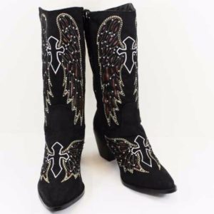 Black Cowgirl Boots with Rhinestones