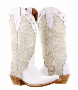 Brown Cowgirl Boots with White Lace