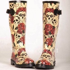 womens skull rain boots