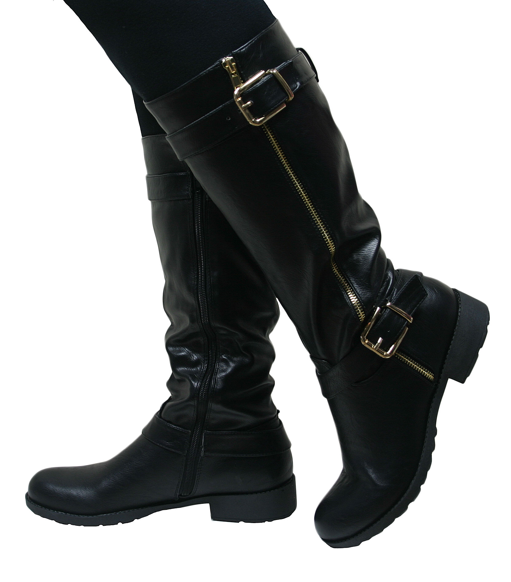 low heel biker boots