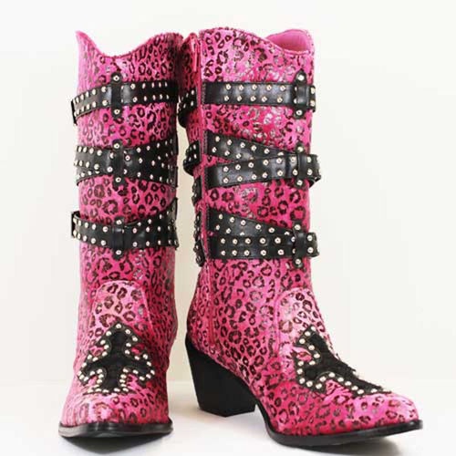 Pink Cowgirl Boots with Rhinestones