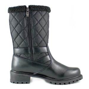 Quilted black winter boots for women