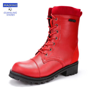 Red Motorcycle Boots for Womens