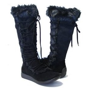 Womens black winter boots with fur