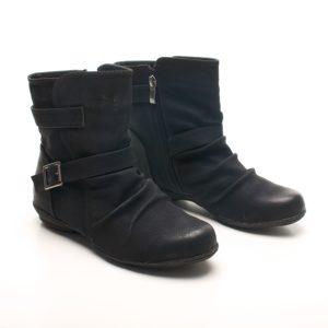 Black Flat Ankle Boots for Women