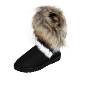 Black Flat Ankle Boots with Fur for Winters