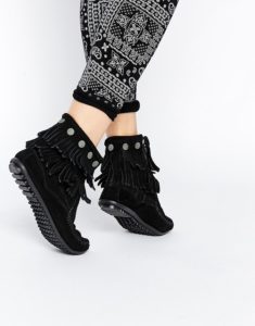 Black Fringe Ankle Boots Images