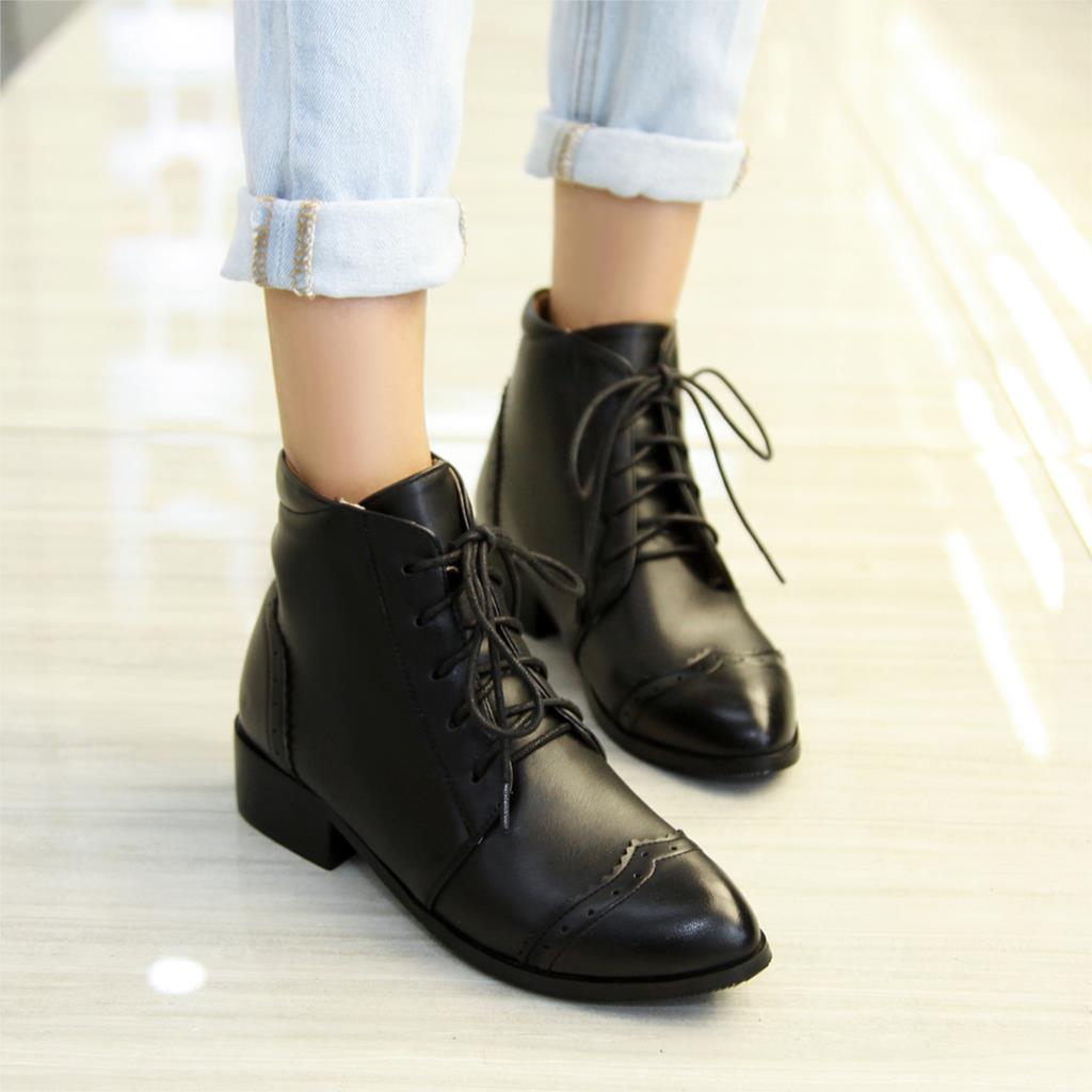 women's lace up ankle boots low heel