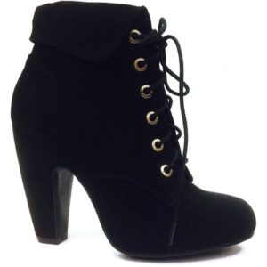 Black Lace Up Ankle Boots with low heel