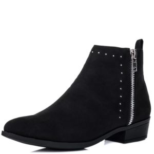Black Suede Flat Ankle Boots
