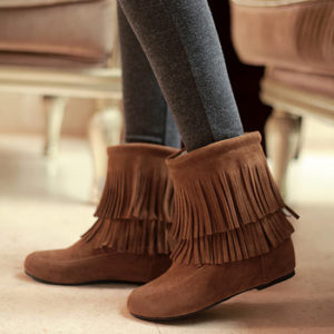 Brown Fringe Ankle Boots