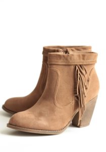 Brown Suede Ankle Boots with Fringe