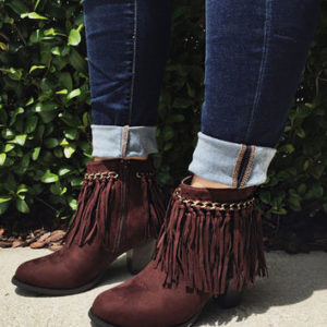 Dark Brown Ankle Boots with fringe