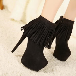 Fringe Ankle Boots with Heel