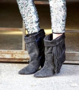 Grey Fringe Ankle Boots