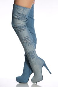 Images of Denim Thigh High Boots
