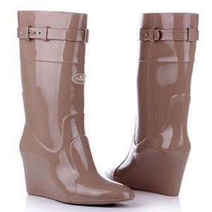 Knee High Wedge Rain Boots