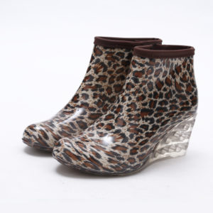 Leopard Print Wedge Rain Boots