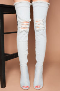 Light Denim Thigh High Boots