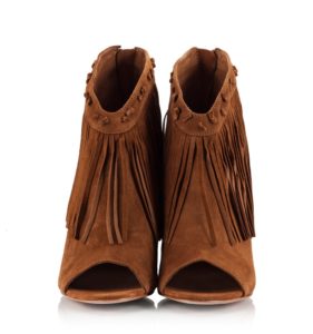 Peep Toe Fringe Ankle Boots