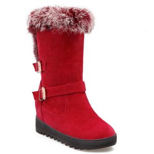 Red Hidden Wedge Snow Boots