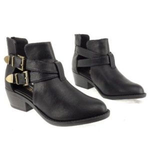 Womens Black Ankle Boots Low Heel