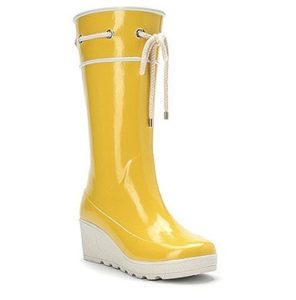 Yellow Wedge Rain Boots