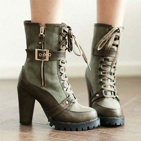 Heeled Combat Boots