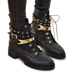 Studded Leather Combat Boots