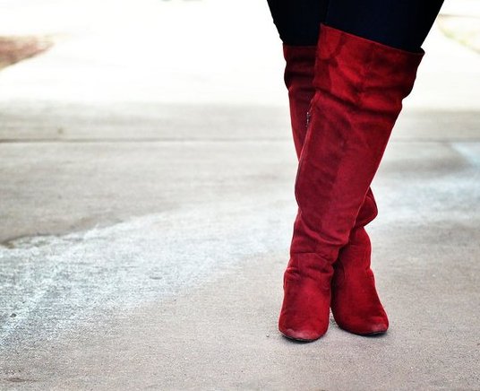 Plus Size Red Knee High Boots